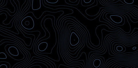 A dark,abstract topographic map or contour line pattern, with thin, faint blue lines forming a complex,undulating design against a solid black background,creating a mysterious and technical aesthetic,