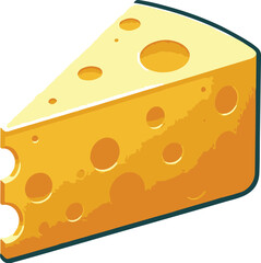 Cheese slice isolated on a transparent background
