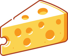 Cheese slice isolated on a transparent background