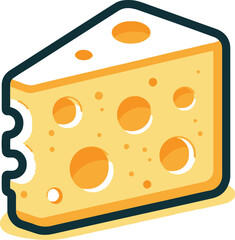 Cheese slice isolated on a transparent background