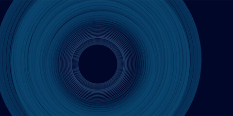 Abstract blue glowing geometric lines on dark blue background. Modern shiny blue circle lines pattern.