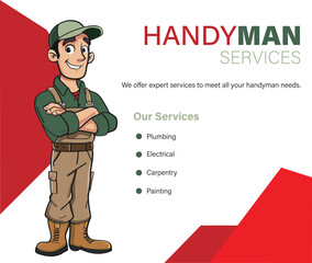 Handyman Services Emblem mascot logo illustration Template