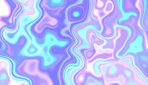 Abstract Holographic Wave Texture Featuring Shiny Blobs and Fluid Colors Against a Digital Background