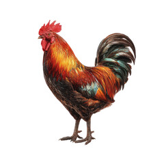 Fototapeta premium Rooster in profile view, vibrant plumage