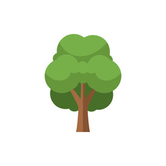 Minimalist Vector Illustration of Tree with Green Foliage in Organic Style for Nature Design