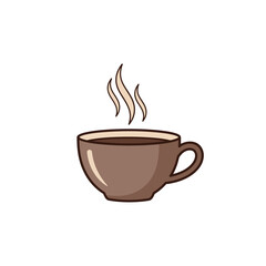 Minimalist Vector Illustration of Coffee Cup with Steam in Organic Style Featuring Warm Brown Colors