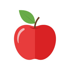 Fototapeta premium Minimalist Vector Illustration of Red Apple with Green Leaf in Modern Organic Style for Food and Health Branding