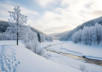 Obraz premium winter landscape in the mountains
