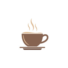 Obraz premium Minimalist Vector Icon of Coffee Cup with Steam in Warm Brown Colors in Modern Style