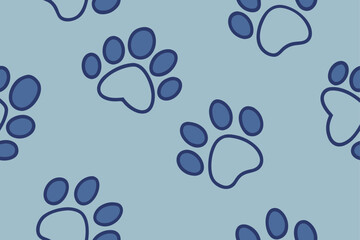 Blue paw prints on pastel background animal © Anisa283
