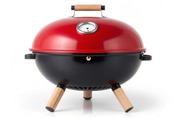Generated title for Outdoor Barbecue Grill with Temperature Gauge and Tripod Legs