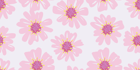 Hand drawn flowers seamless patterns, floral abstract background. Illustration for fabric, textiles, clothing, wall art, printing and design project, etc.