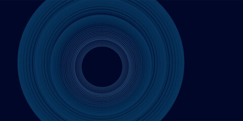 Abstract blue glowing geometric lines on dark blue background. Modern shiny blue circle lines pattern.