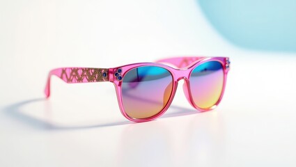 Pink sunglasses with decorative accents.