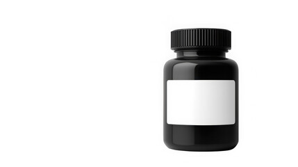 Obraz premium Black supplement jar for vitamins or protein, blank mockup for nutrition packaging 