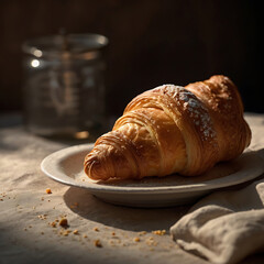 Golden, Flaky Butter Croissants on Rustic Parchment Paper