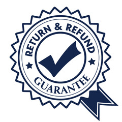 Return and Refund Guarantee Badge with Checkmark for Customer Satisfaction