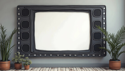 A Vintage-Style Green Film Strip Background with Worn Black Borders and Perforations.