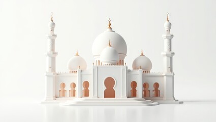 White mosque model on a white background.