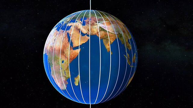lines of longitude of planet earth