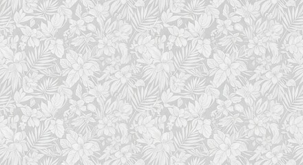 White Tropical Floral Seamless Pattern