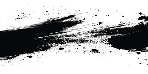 Set of Rough Hand-Drawn Black Ink Brush Strokes – Vector Grunge Elements for Creative Backgrounds, Labels, and Advertising