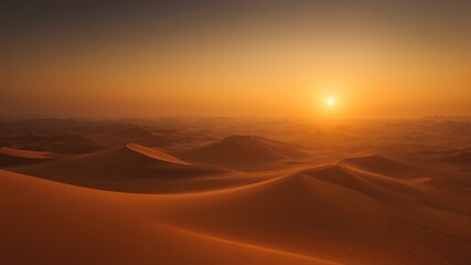 Sunset Over Dunes, Golden Hour Desert