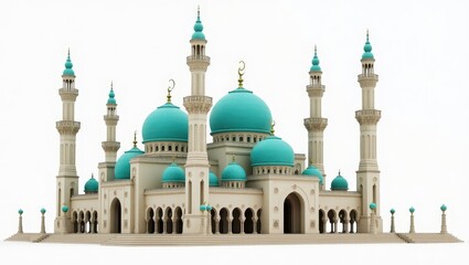 A magnificent mosque with turquoise domes.