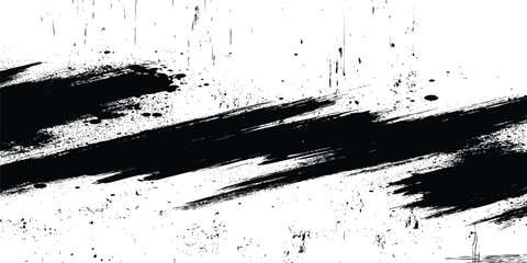 Inky Brush Stroke Grunge Vector Background – Dark Artistic Painted Texture with Distressed Scratch Elements for Design Projects. Vector Ink Brush Texture Set