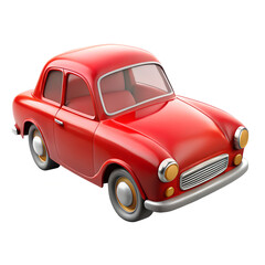 Retro red cartoon car, classic design, isolated on white background.