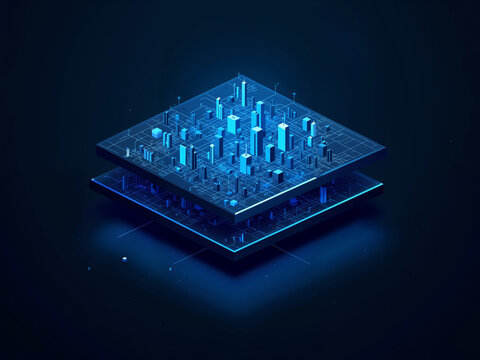Dark Isometric Grid Background for Smart City and Tech Slides
