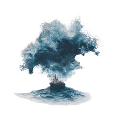 Fototapeta premium Ship engulfed by a storm cloud