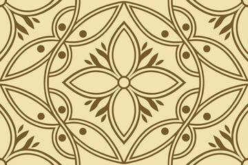Golden Geometric Floral Pattern brown