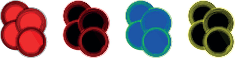 Colorful Brush-Stroke Circle Designs for Artistic Posters, Banners, Business Cards, and Graphic Elements in White background