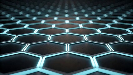 Fototapeta premium Futuristic Glowing Hexagonal Grid with Ambient Lighting