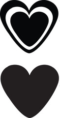 Simple black silhouette of heart shapes symbolizing love romance passion and emotional connection in minimal abstract graphic style