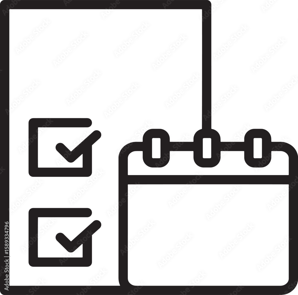 Fototapete Task Management and Scheduling Icon – Calendar with Checklist