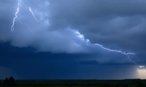 lightening in the sky , thunder light 