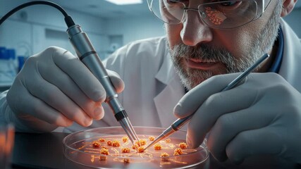 Intricate cell research and analysis by a dedicated scientist in a modern laboratory environment - Powered by Adobe