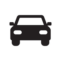 Car Front View Silhouette Vector Icon on White Background