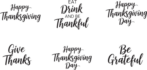 Vector art of collection of thanksgiving greetings and phrases isolated on white