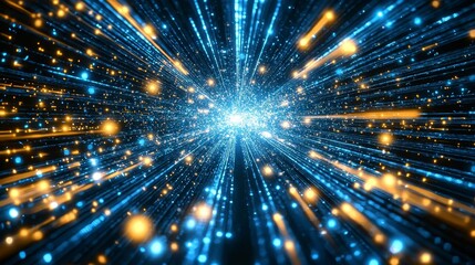 Naklejka premium Cyber technology drives rapid data motion across networks.