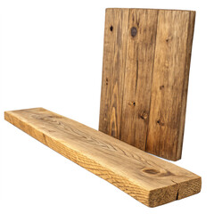 Reclaimed Wood Shelf: Rustic Wooden Plank & Shelf for Home Decor Isolated On Transparent Background