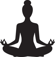 Silhouette of a woman in lotus position meditating in calm posture reflecting peace mindfulness balance yoga and spiritual self care practice