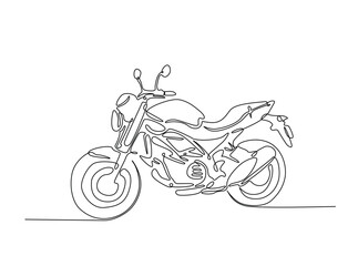 Fototapeta premium Sports motorcycle in single outline illustration. Continuous line art drawing of superbike motorcycle.