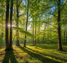 green, beautiful and clean forest.