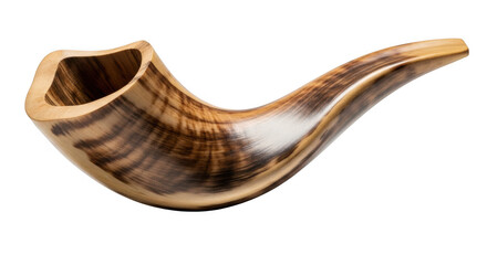 Brown shofar horn isolated on transparent background