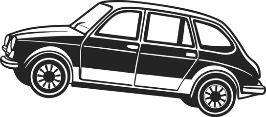 Vintage European Sedan Car Illustration Classic Design Auto Vehicle Retro Transportation