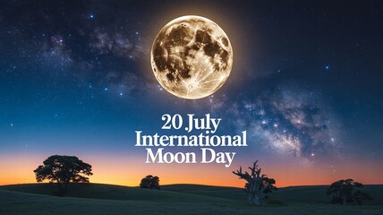 Fototapeta premium Vibrant night sky with galaxy backdrop and luminous moon.