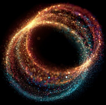 Hyperrealistic Glowing Particle Infinity Symbol with Color Spectrum, Neon Energy Loop on Dark Background, Abstract Sci-Fi Light Effect